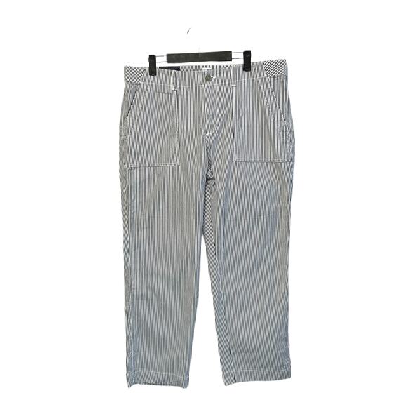 GAP Girlfriend Khaki Pants NWT Women's Sz 14 Railroad Stripe Blue Casual Coastal - Picture 2 of 8